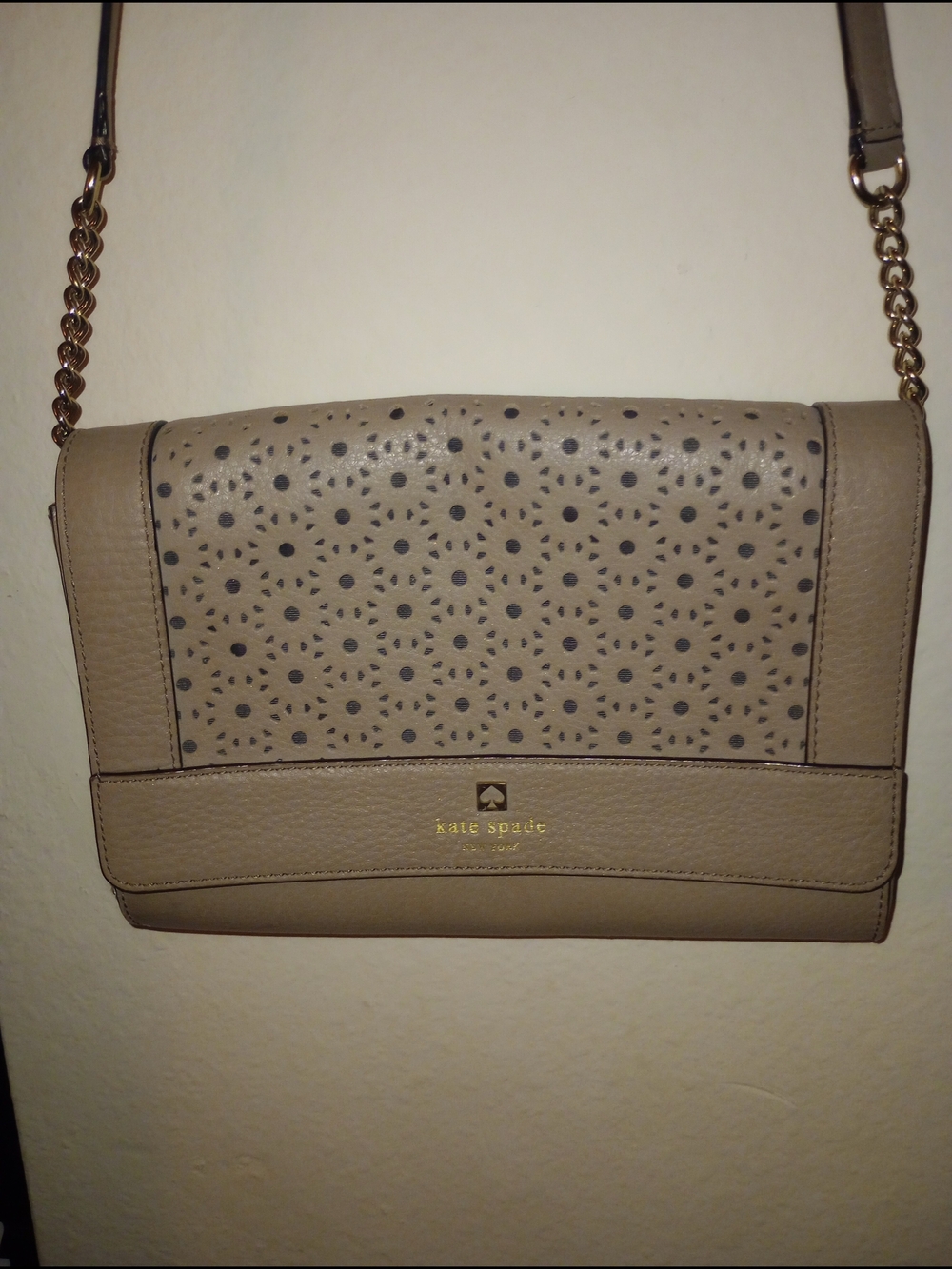 kate spade Taupe Perforated Leather Crossbody